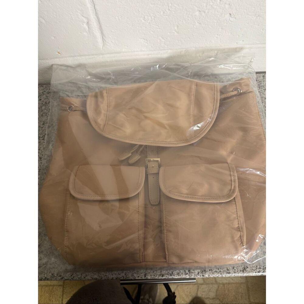 Year Of Ours NWT Beige Nylon Backpack Minimalist Utility Bag Neutral Aesthetic E